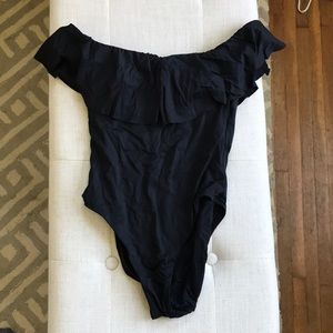 Trina Turk Black Off the Shoulder One Piece